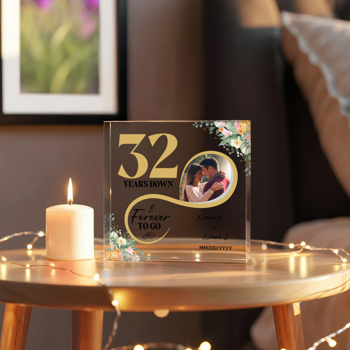 Personalized Acrylic Block, Custom Photo, Happy 32nd Wedding Anniversary Gifts, Marriage Gifts, 32 Year Married Gift Wife Husband Present
