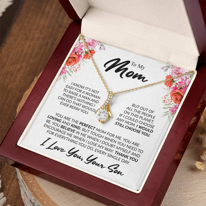 Gift for Mom from Son - You're The Perfect Mom For Me - Alluring Beauty Necklace - Personalize Memories
