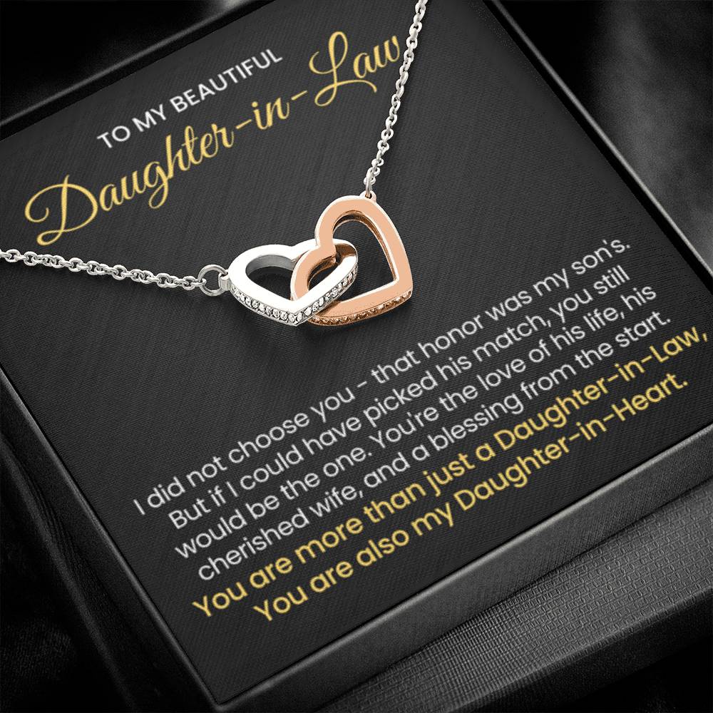 To My Daughter In Law - You are also my Daughter in heart - Interlocking Hearts Necklace - Personalize Memories