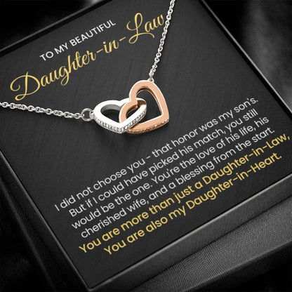 To My Daughter In Law - You are also my Daughter in heart - Interlocking Hearts Necklace - Personalize Memories