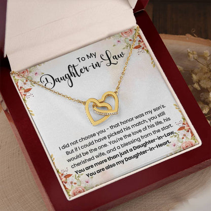 To My Beautiful Daughter In Law - Interlocking Hearts Necklace - Gift for Bonus Daughter - Personalize Memories