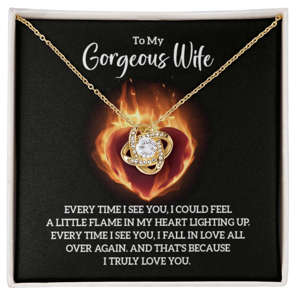 To My Gorgeous Wife Necklace - Romantic Gift For Wives - Perfect For Anniversaries, Birthdays Or Special Occasions - Gifts For Her - Love Knot Necklace - Personalize Memories