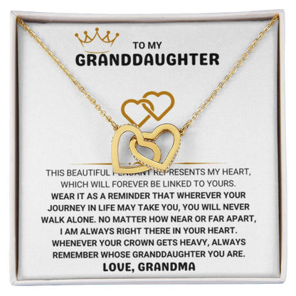To My Granddaughter Necklace - Christmas Graduation Gift for Granddaughter from Grandma - Interlocking Hearts Necklace - Personalize Memories
