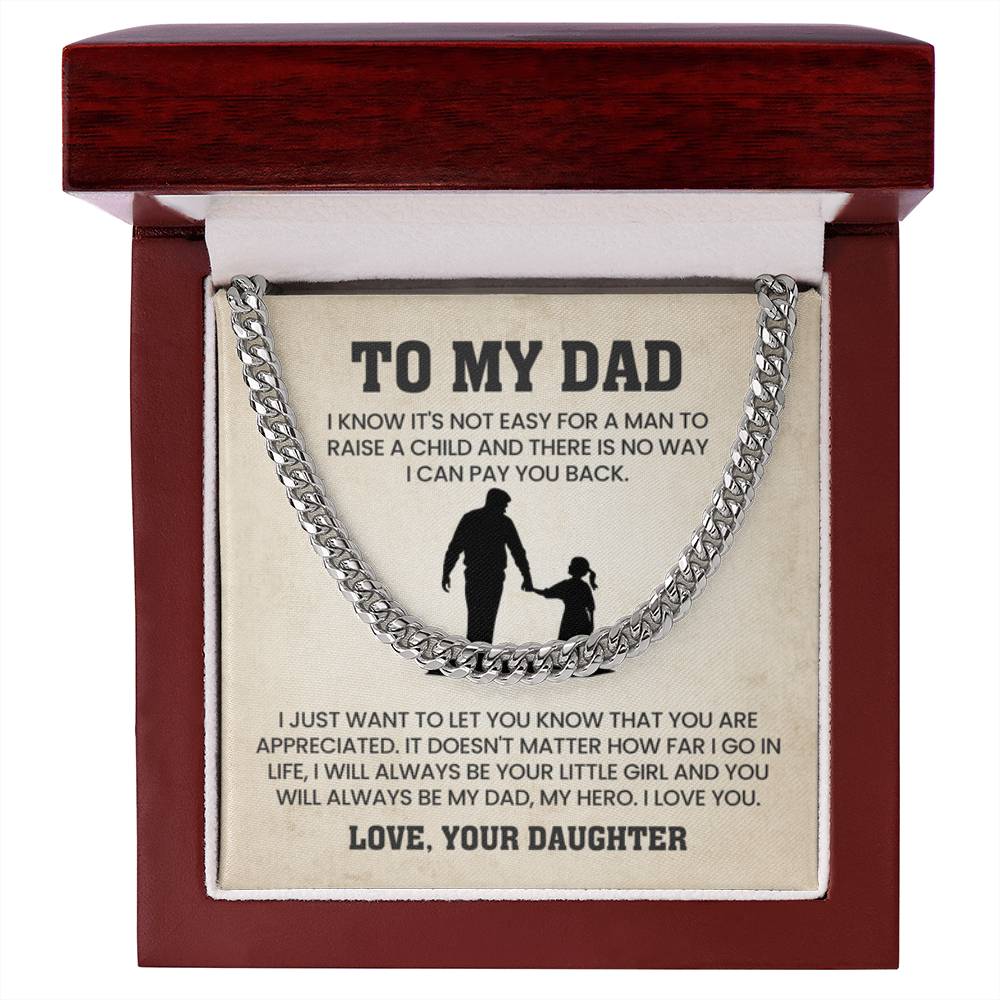To My Dad Gift from Daughter - Cuban Link Chain - Personalize Memories