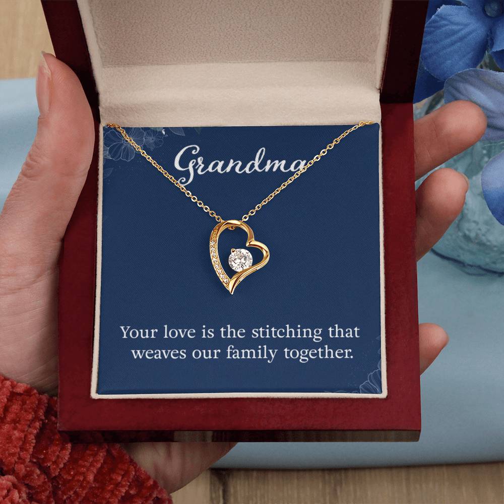 Grandma - Your love is the stitching - Gift for Grandmother Grandma - Forever Love Necklace - Personalize Memories