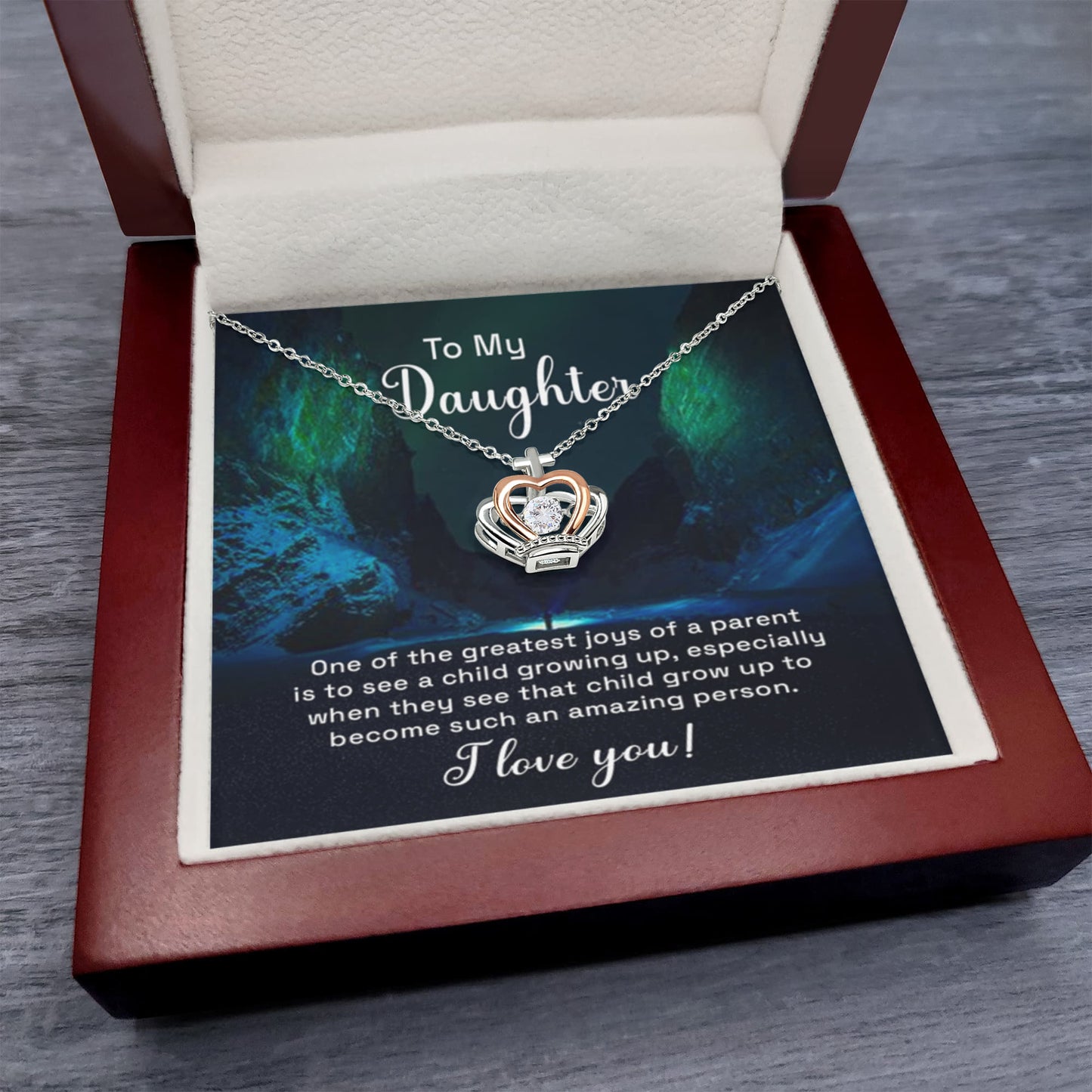 To My Daughter Necklace – Daughter Gift for Birthday, Graduation Achievements – Crown Pendant Necklace - Personalize Memories