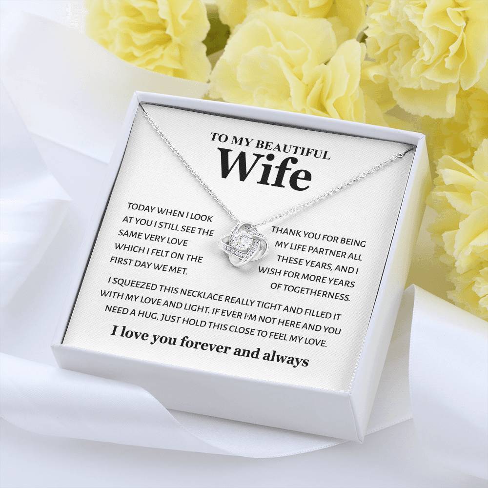 To My Beautiful Wife - Feel My Love - Love Knot Necklace Gift from Husband - Personalize Memories