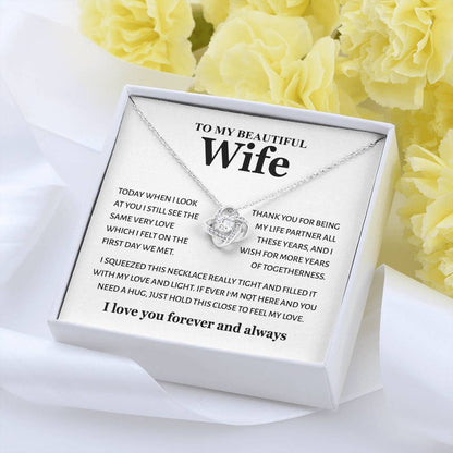 To My Beautiful Wife - Feel My Love - Love Knot Necklace Gift from Husband - Personalize Memories