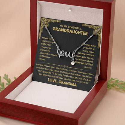 To My Granddaughter Necklace – Birthday & Valentine’s Gift from Grandma – Scripted Love Necklace - Personalize Memories