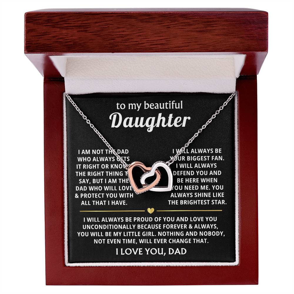 To My Beautiful Daughter Necklace – Dad to Daughter Birthday Jewelry – Interlocking Hearts Necklace - Personalize Memories