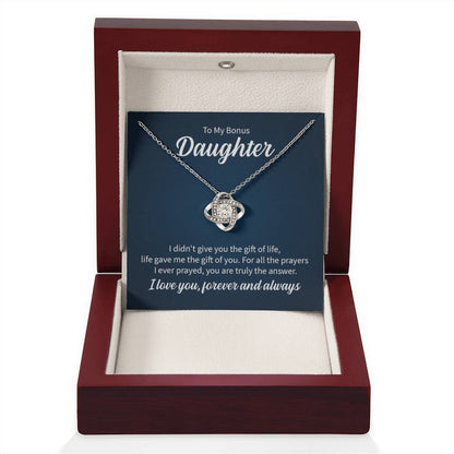 To My Bonus Daughter Necklace – Daughter Gift for Birthday, Graduation Achievements – Love Knot Necklace - Personalize Memories