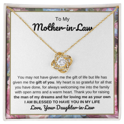 To My Mother In Law Gift from Daughter In Law - I am blessed to have you in my life - Love Knot Necklace - Personalize Memories