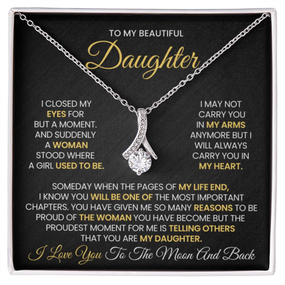 To My Daughter - I love you to the moon and back - Alluring Beauty Necklace Gift for Daughter - Personalize Memories