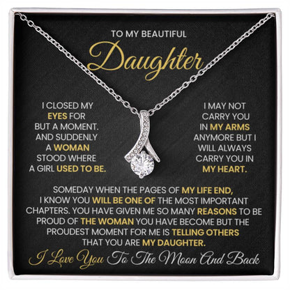 To My Daughter - I love you to the moon and back - Alluring Beauty Necklace Gift for Daughter - Personalize Memories