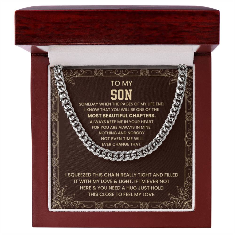 To My Son Necklace - Just hold the close to feel my love - Cuban Link Chain - Personalize Memories