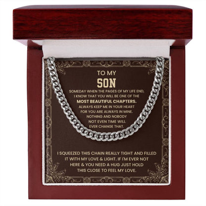 To My Son Necklace - Just hold the close to feel my love - Cuban Link Chain - Personalize Memories