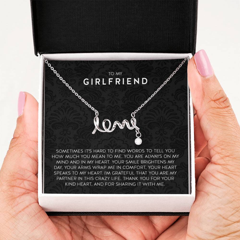 Gift for Girlfriend Necklace - Romantic Jewelry for Valentine’s Day, Birthday & Special Relationship Moments - Scripted Love Necklace - Personalize Memories