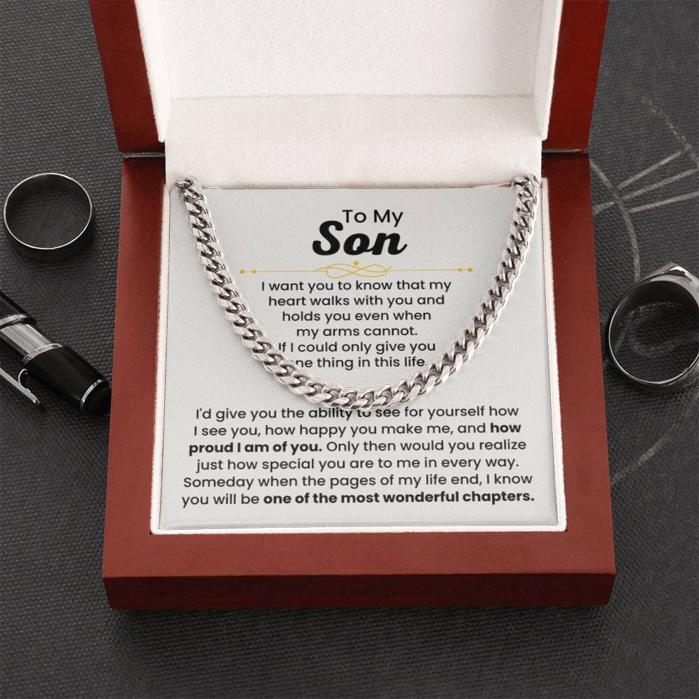 To My Son Necklace – Holiday Gift for Son Graduation – Cuban Link Chain - Personalize Memories