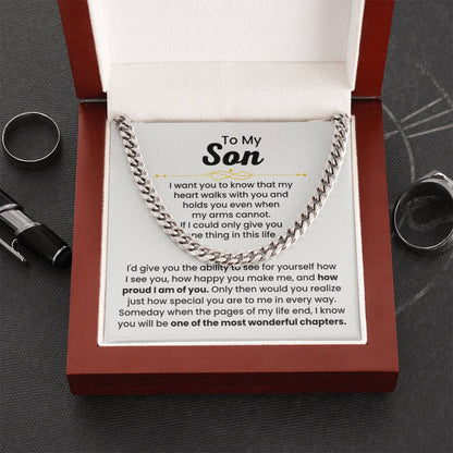 To My Son Necklace – Holiday Gift for Son Graduation – Cuban Link Chain - Personalize Memories