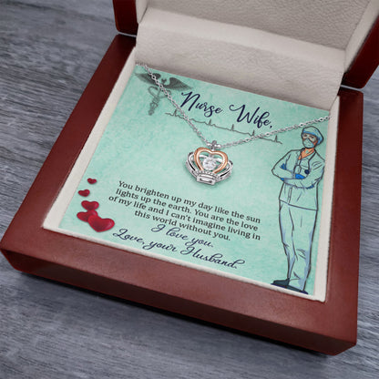 To My Nurse Wife Necklace - Sweet Romantic Jewelry for Wife - Crown Pendant Necklace - Personalize Memories