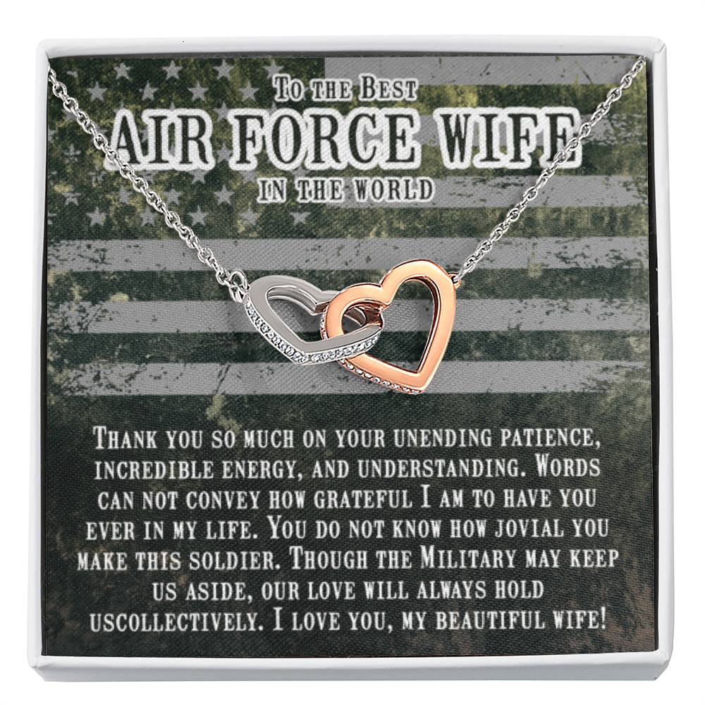 To The Best Air Force Wife - Interlocking Hearts Necklace - Gift from Husband - Personalize Memories