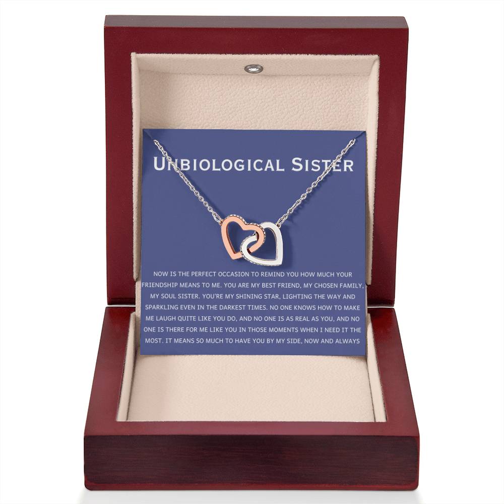 Unbiological Sister Necklace - Gift for Bonus Sister - Interlocking Hearts Necklace - Personalize Memories