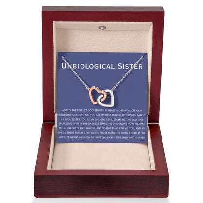 Unbiological Sister Necklace - Gift for Bonus Sister - Interlocking Hearts Necklace - Personalize Memories