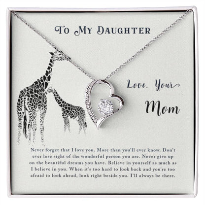 To My Daughter Necklace - Meaningful Daughter Gift from Mom for Forever Love & Support - Forever Love Necklace - Personalize Memories