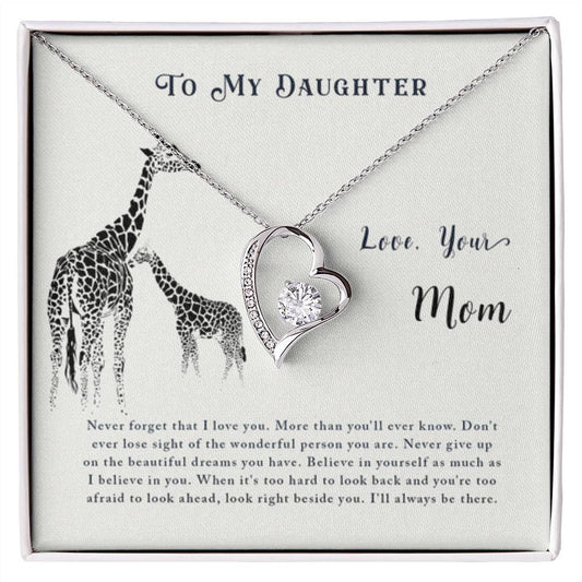 To My Daughter Necklace - Meaningful Daughter Gift from Mom for Forever Love & Support - Forever Love Necklace - Personalize Memories