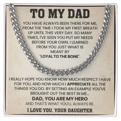 Gift for Dad from Daughter - Dad, You Are My Hero - Cuban Link Chain - Personalize Memories