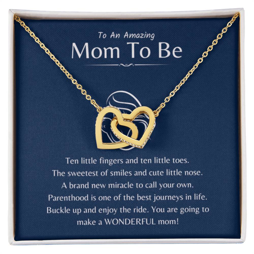 To An Amazing Mama To Be - Ten little fingers and ten little toes - Interlocking Hearts Necklace - New Mom Present - Personalize Memories