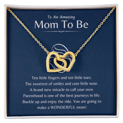 To An Amazing Mama To Be - Ten little fingers and ten little toes - Interlocking Hearts Necklace - New Mom Present - Personalize Memories