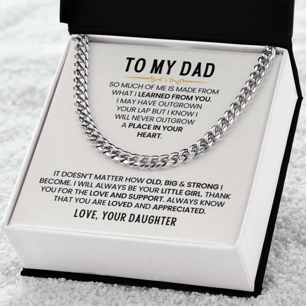 Gift for Dad from Daughter - I Will Always Be Your Little Girl - Cuban Link Chain - Personalize Memories