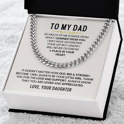 Gift for Dad from Daughter - I Will Always Be Your Little Girl - Cuban Link Chain - Personalize Memories