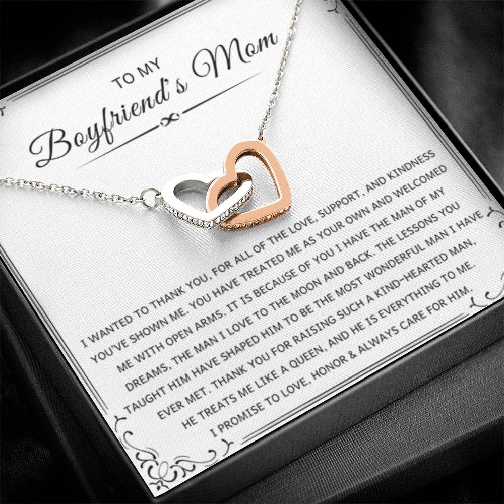 Sentimental Gift for Boyfriend's Mom - I wanted to thank you - Interlocking Hearts Necklace - Personalize Memories