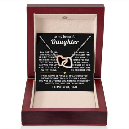 To My Beautiful Daughter Necklace – Dad to Daughter Birthday Jewelry – Interlocking Hearts Necklace - Personalize Memories