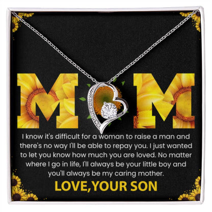Mom - You Will Always Be My Caring Mother - Forever Love Necklace - Special Gift for Mom from Son - Personalize Memories