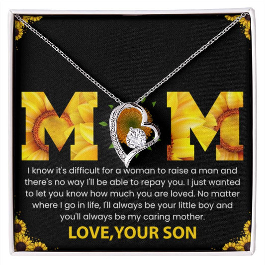 Mom - You Will Always Be My Caring Mother - Forever Love Necklace - Special Gift for Mom from Son - Personalize Memories