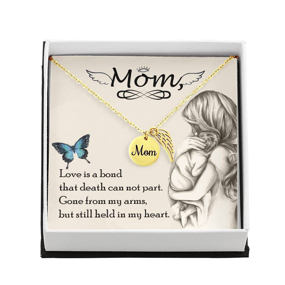 Angel Wing Mom Necklace Gift from Heaven - Mother Memorial Gift