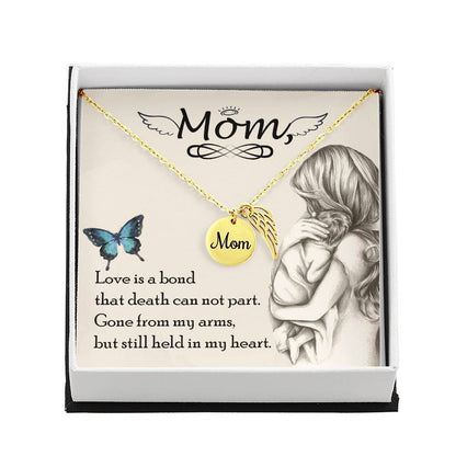Angel Wing Mom Necklace Gift from Heaven - Mother Memorial Gift