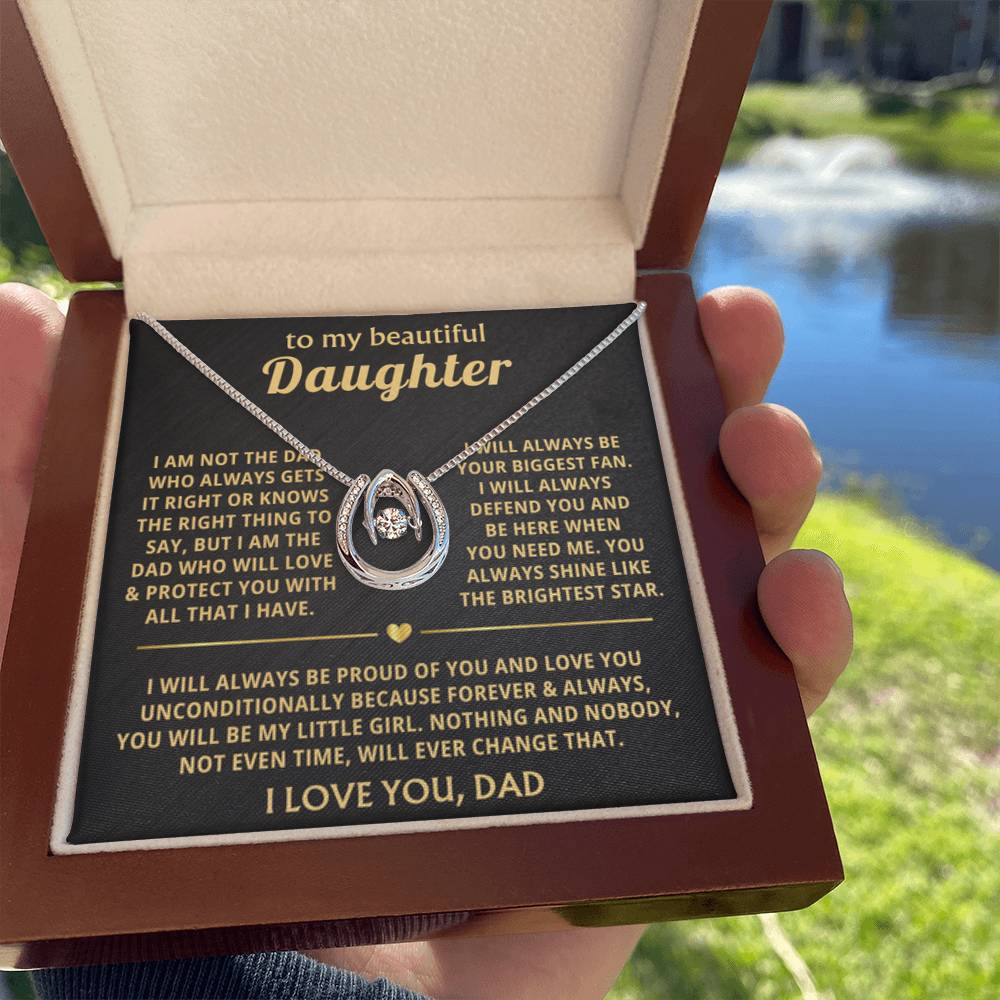 To My Daughter Necklace - Everyday Love Jewelry Gift from Dad for Daughter’s Birthday & Just Because - Lucky In Love Necklace - Personalize Memories