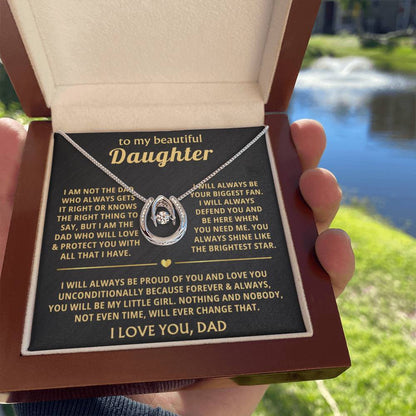 To My Daughter Necklace - Everyday Love Jewelry Gift from Dad for Daughter’s Birthday & Just Because - Lucky In Love Necklace - Personalize Memories
