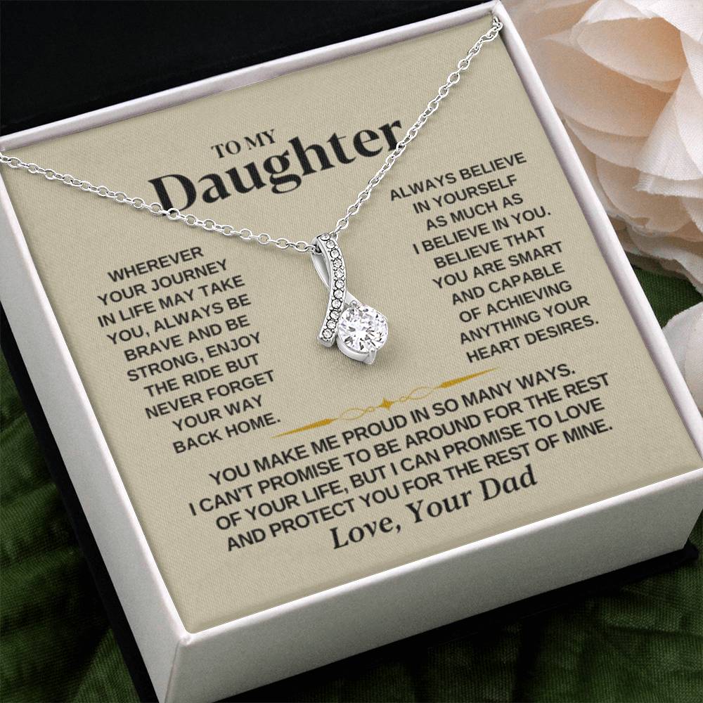 To My Daughter Necklace – Daughter Christmas Graduation Jewelry Gift from Dad – Alluring Beauty Necklace - Personalize Memories