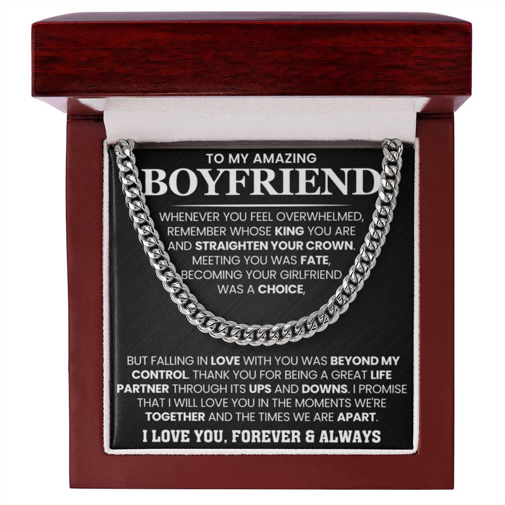 Cuban Link Chain for Boyfriend - Meeting you was fate - Birthday, Anniversary & Christmas Gift for Him - Personalize Memories