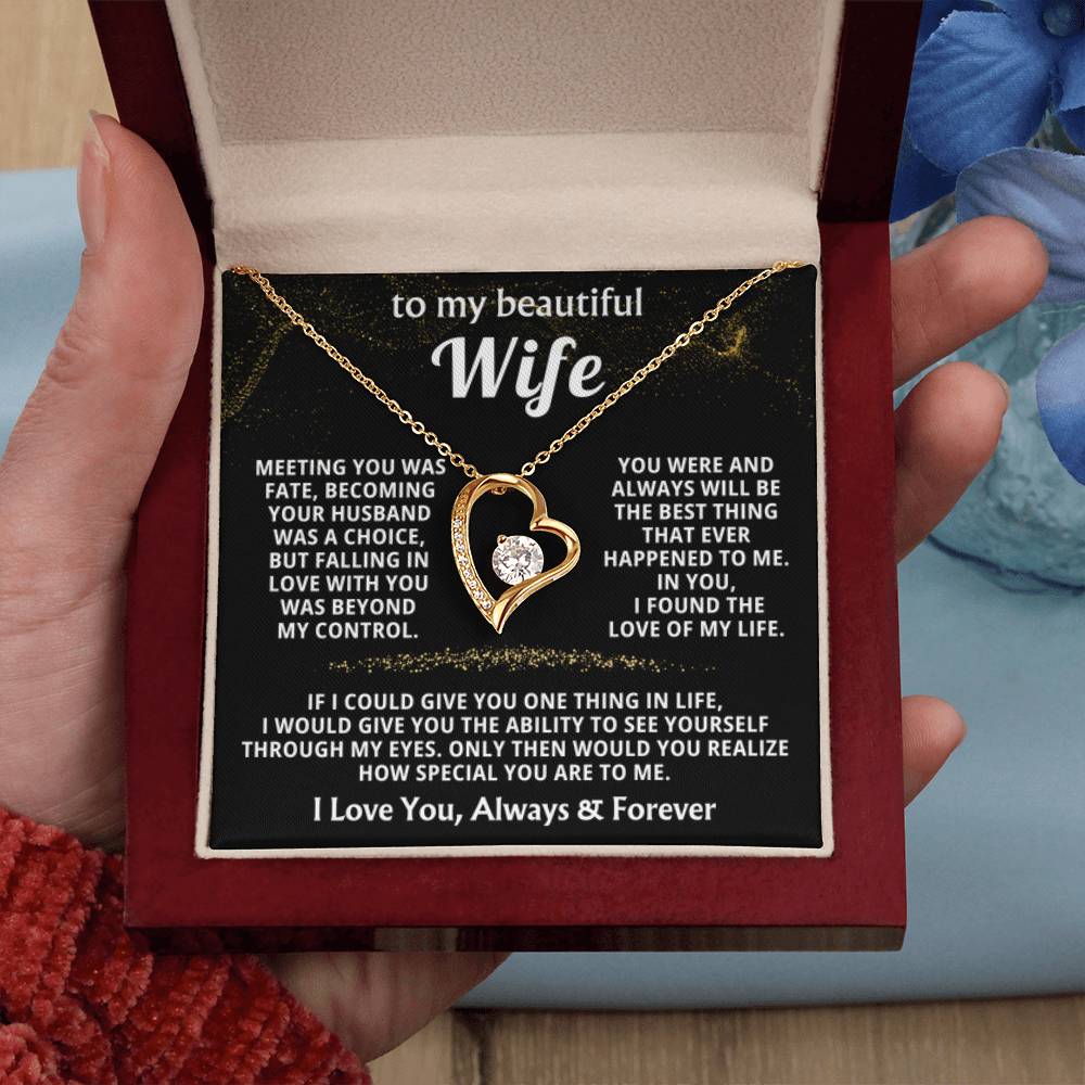 To My Wife Necklace - Best Surprise Gift for Wife from Husband for Anniversary, Christmas & Valentine’s Day - Forever Love Necklace - Personalize Memories