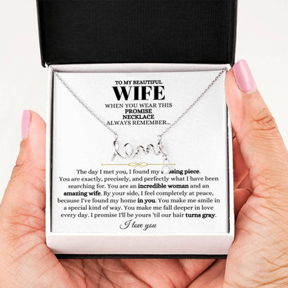 To My Wife Necklace - Perfect Gift from Husband for Birthday, Christmas & Valentine’s Day - Scripted Love Necklace - Personalize Memories