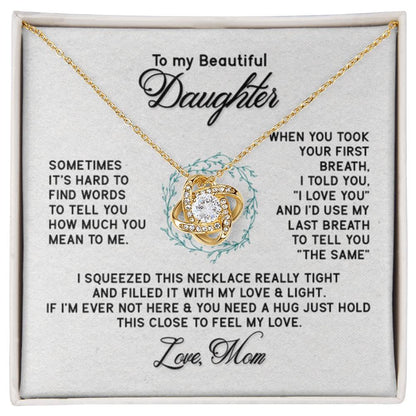 To My Daughter Necklace – Daughter’s Jewelry Gift by Mom – Love Knot Necklace - Personalize Memories