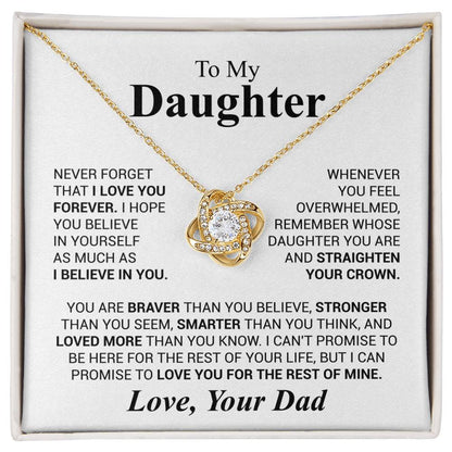 To My Daughter - Never Forget That I Love You - Love Knot Necklace - Daughter Gift from Dad - Personalize Memories