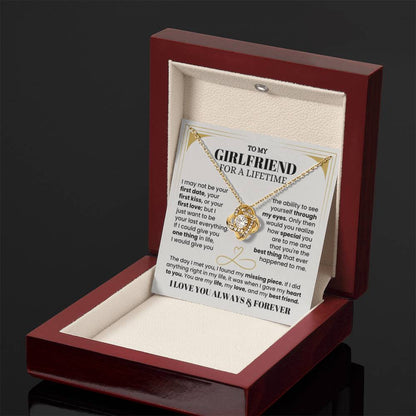 To My Girlfriend Necklace - Soulmate Jewelry Gift for Valentine’s Day, Birthday - Love Knot Necklace - Personalize Memories