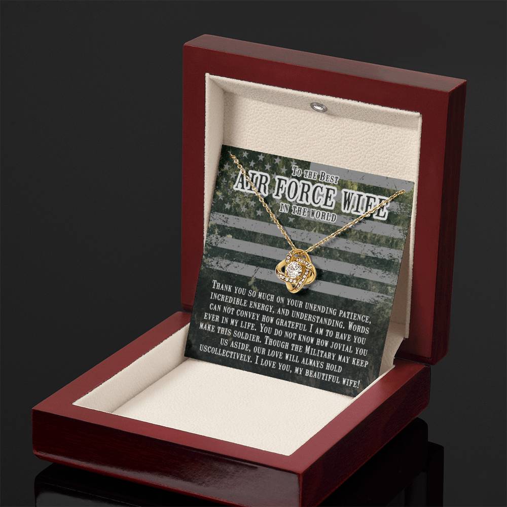 To The Best Air Force Wife In The World - Heartfelt Jewelry from Husband - Love Knot Necklace - Personalize Memories
